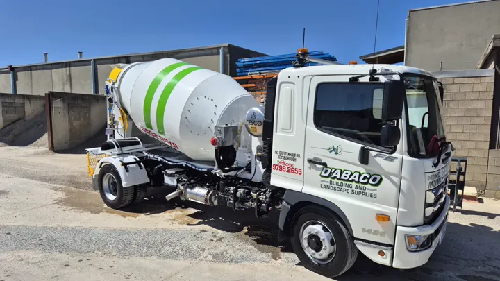 D'Abaco mini mix concrete truck in the Keysborough yard